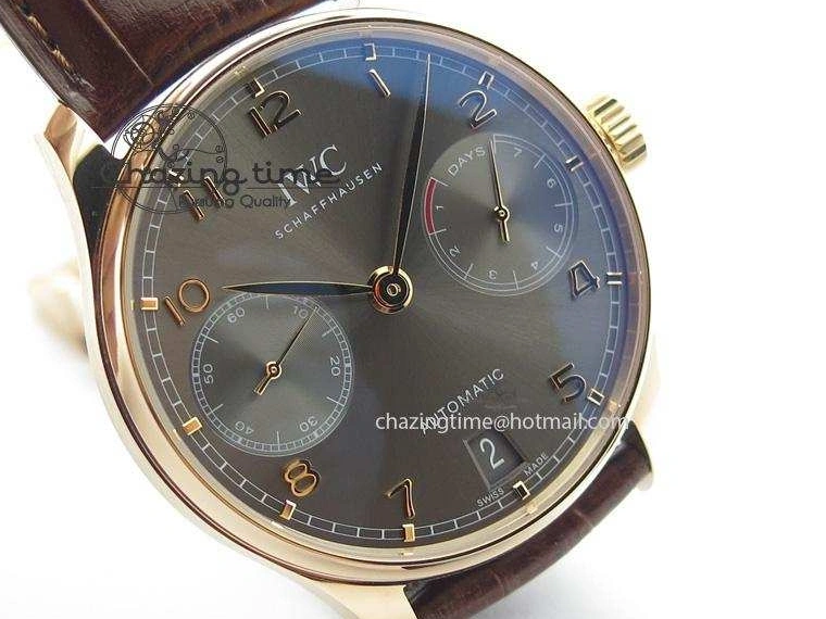 MIROTIME 0410 Unisex Portuguese Real PR RG IW500702 ZF 1:1 Best Edition On Brown Leather Strap A52010 V 7303